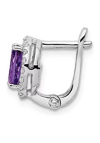 1.74 ct. t.w. Amethyst and White Topaz Oval Hinged Earrings in Rhodium-Plated Sterling Silver