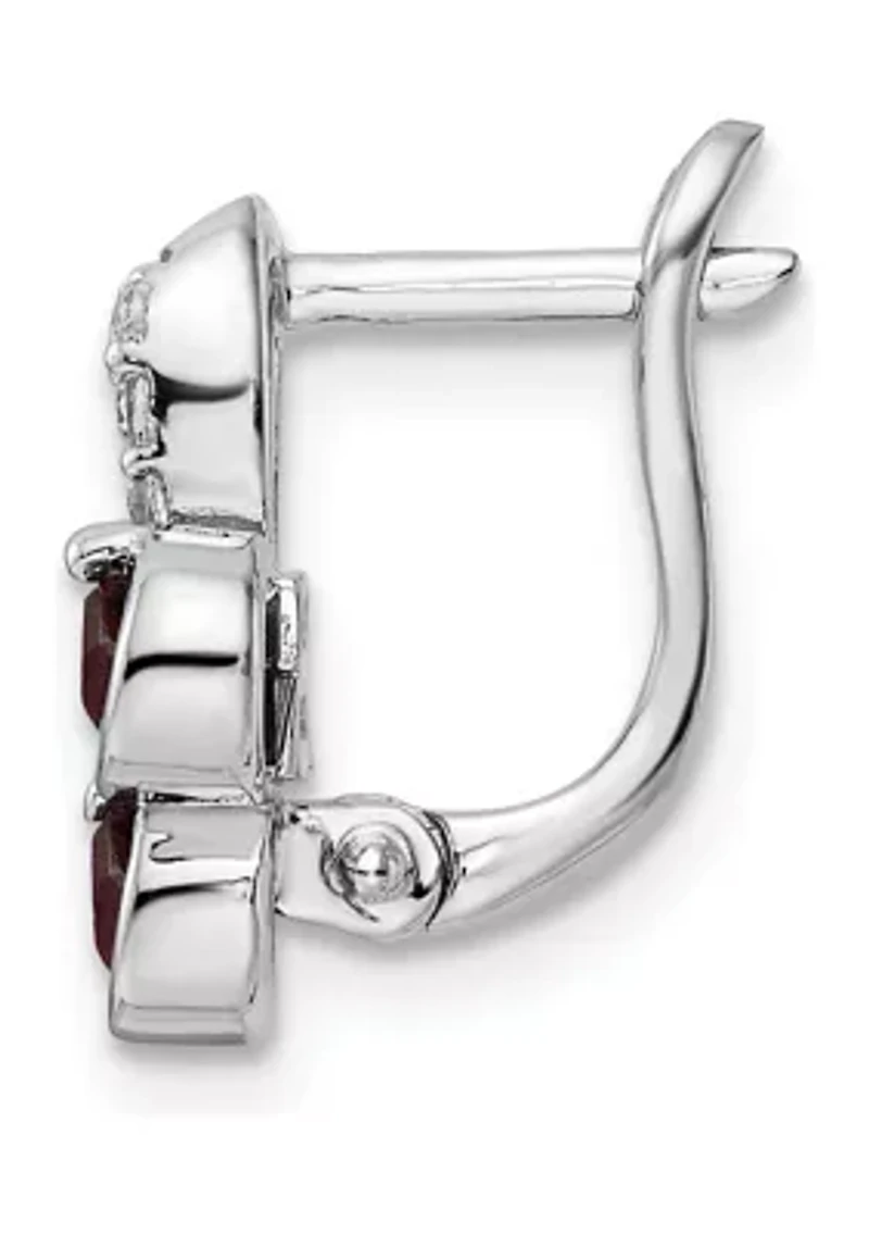 5/8 ct. t.w. Garnet and White Topaz Swirl Hinged Earrings in Rhodium-Plated Sterling Silver