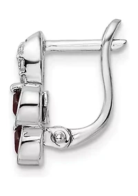 5/8 ct. t.w. Garnet and White Topaz Swirl Hinged Earrings in Rhodium-Plated Sterling Silver