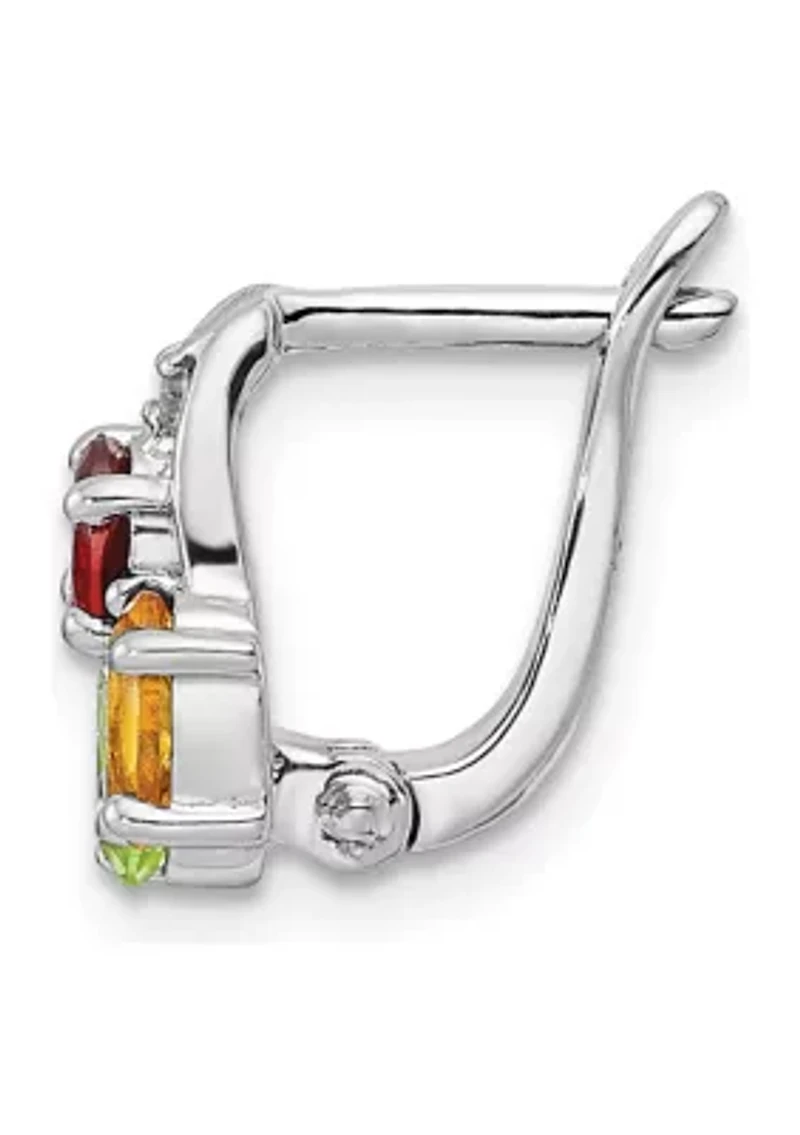 1.3 ct. t.w. Peridot, Citrine, Garnet and White Topaz Hinged Earrings in Rhodium-Plated Sterling Silver