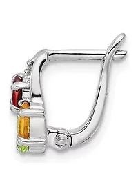 1.3 ct. t.w. Peridot, Citrine, Garnet and White Topaz Hinged Earrings in Rhodium-Plated Sterling Silver