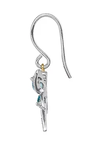 1/2 ct. t.w. Light Blue Topaz, 1 ct. t.w. London Blue Topaz and 1/10 ct. t.w. Diamond Dragonfly Earrings in Sterling Silver and 14K Gold True Two-Tone