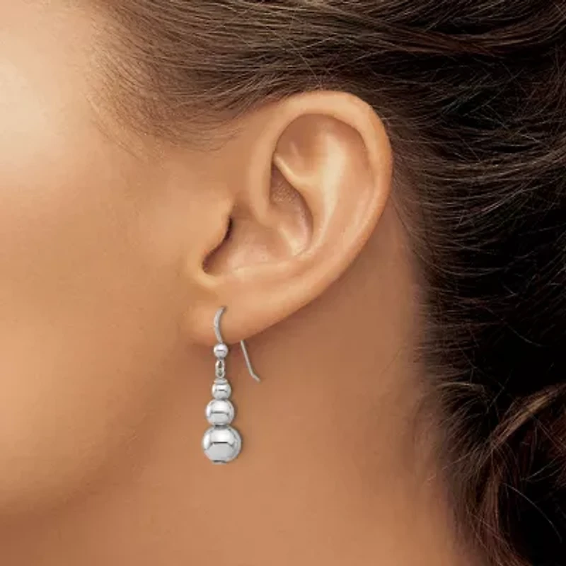 Sterling Silver Rhodium-plated Graduated Beads Dangle Earrings
