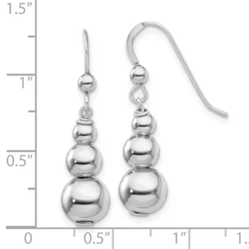 Sterling Silver Rhodium-plated Graduated Beads Dangle Earrings