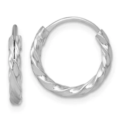 Sterling Silver Rhodium-plated Polished Twisted 15.5x2.25mm Round Hoop Earrings