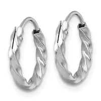 Sterling Silver Rhodium-plated Polished Twisted 15.5x2.25mm Round Hoop Earrings