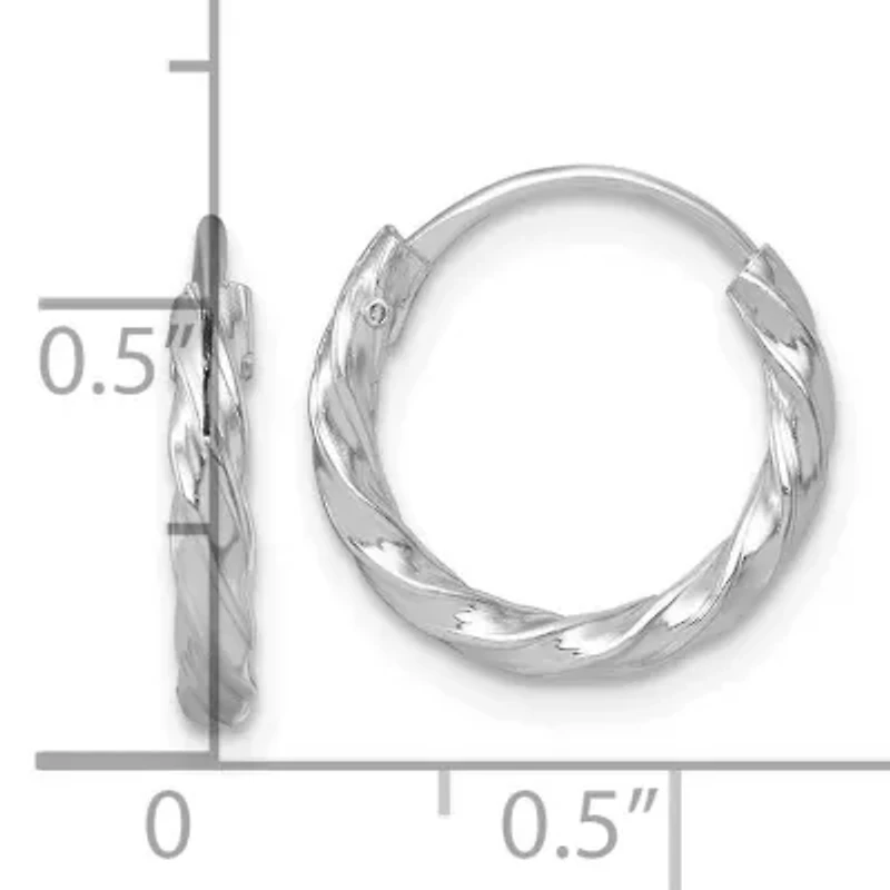 Sterling Silver Rhodium-plated Polished Twisted 15.5x2.25mm Round Hoop Earrings