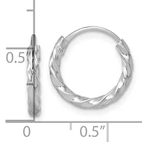 Sterling Silver Rhodium-plated Polished Twisted 15.5x2.25mm Round Hoop Earrings