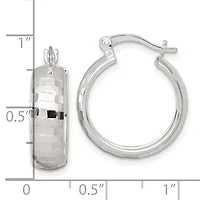 Sterling Silver Polished Diamond-cut 20x6mm Round Hoop Earrings