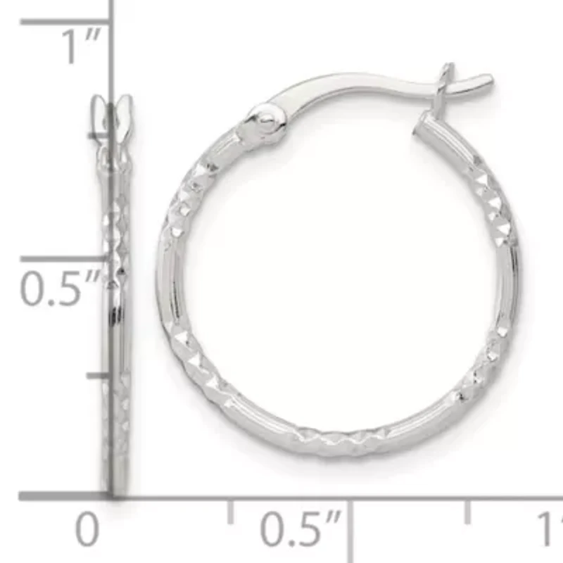 Sterling Silver Polished Diamond-cut Textured 20x1.5mm Round Hoop Earrings