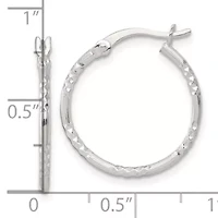 Sterling Silver Polished Diamond-cut Textured 20x1.5mm Round Hoop Earrings