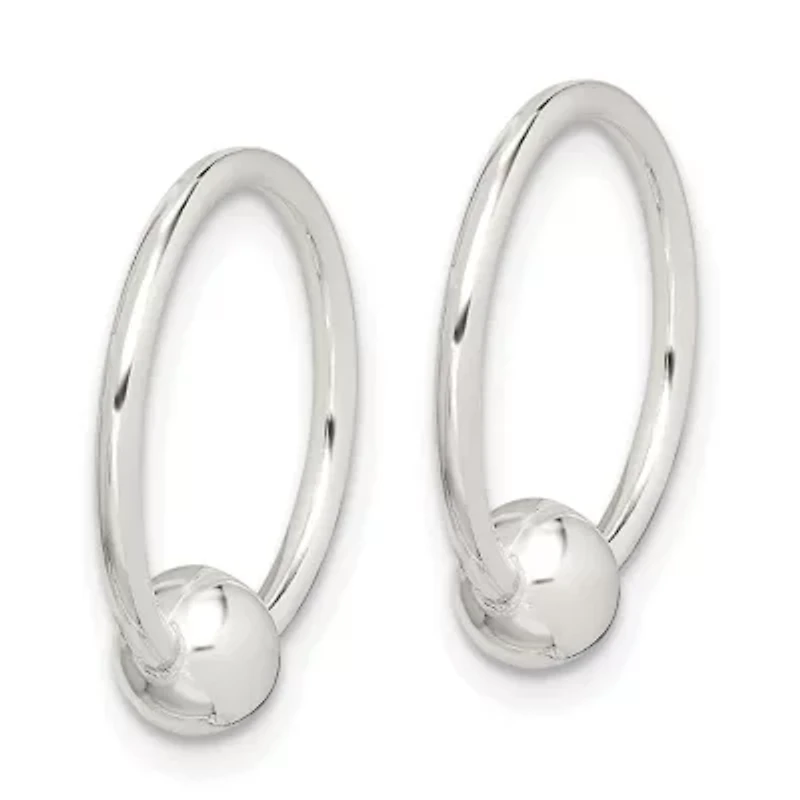 Sterling Silver Bead Endless Hoop Earrings