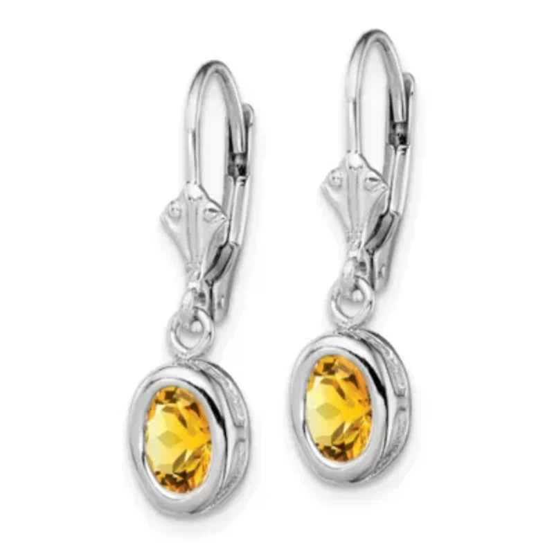 1.6 ct. t.w. Citrine Drop Earrings in Rhodium-plated Sterling Silver