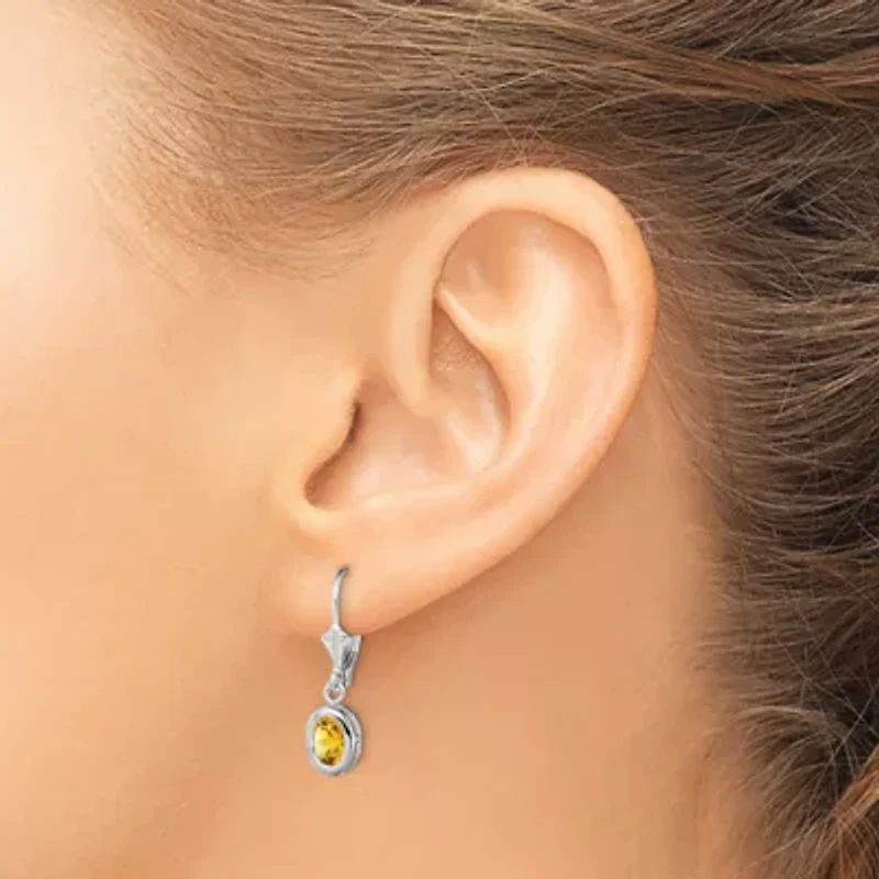 1.6 ct. t.w. Citrine Drop Earrings in Rhodium-plated Sterling Silver