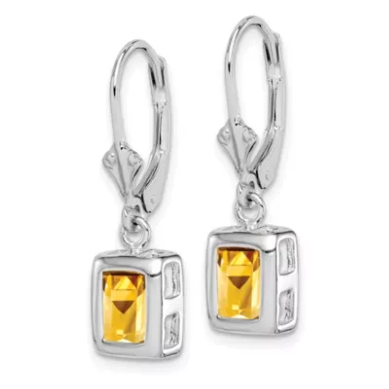 1.9 ct. t.w. Citrine Drop Earrings in Rhodium-plated Sterling Silver