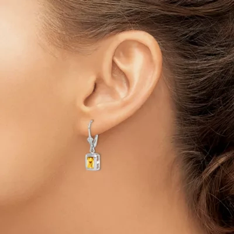 1.9 ct. t.w. Citrine Drop Earrings in Rhodium-plated Sterling Silver