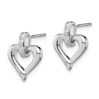 0.01 ct. t.w. Diamond Heart with Earrings in Rhodium-plated Sterling Silver