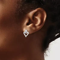 0.01 ct. t.w. Diamond Heart with Earrings in Rhodium-plated Sterling Silver