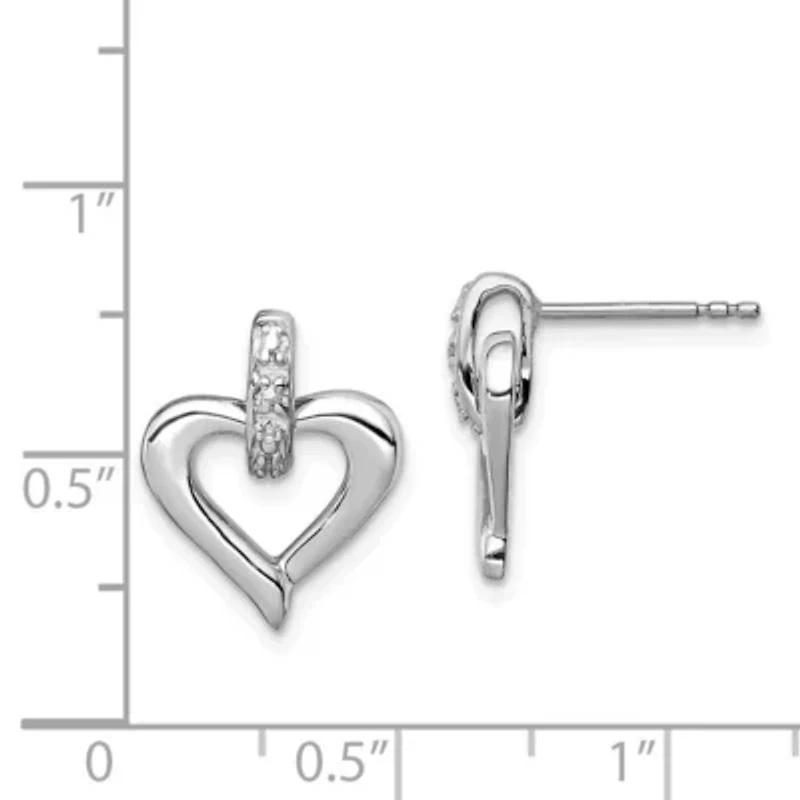0.01 ct. t.w. Diamond Heart with Earrings in Rhodium-plated Sterling Silver