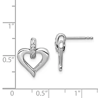 0.01 ct. t.w. Diamond Heart with Earrings in Rhodium-plated Sterling Silver