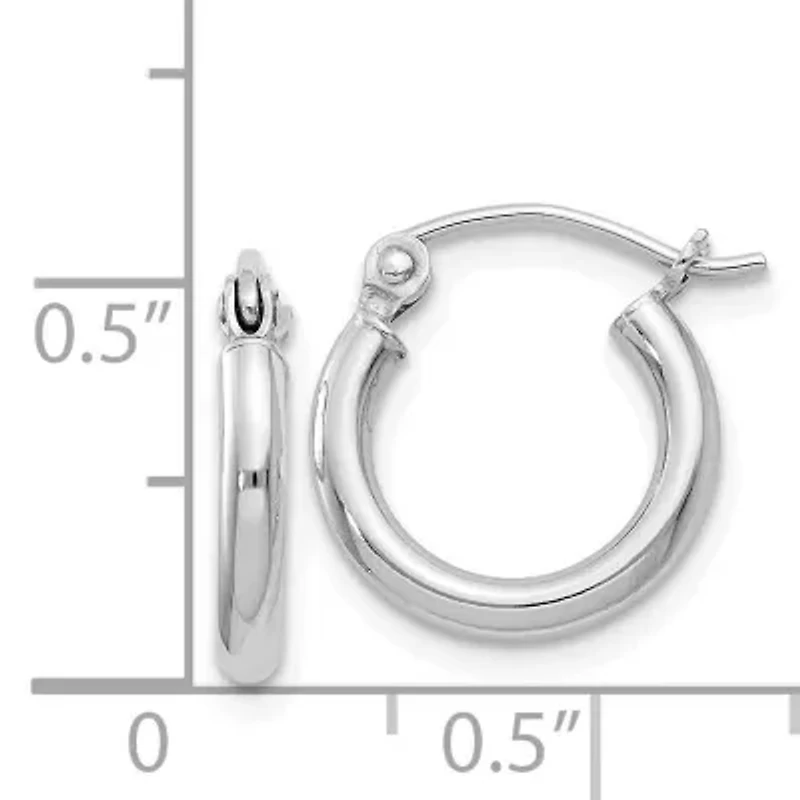 Sterling Silver Rhodium-plated 2mm Round Hoop Earrings