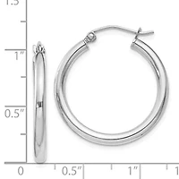 Sterling Silver Rhodium-plated 2.5mm Round Hoop Earrings