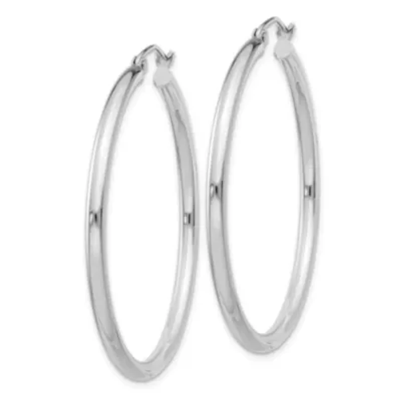 Sterling Silver Rhodium-plated 2.5mm Round Hoop Earrings