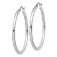 Sterling Silver Rhodium-plated 2.5mm Round Hoop Earrings