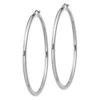 Sterling Silver Rhodium-plated 2.5mm Round Hoop Earrings