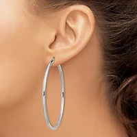 Sterling Silver Rhodium-plated 2.5mm Round Hoop Earrings