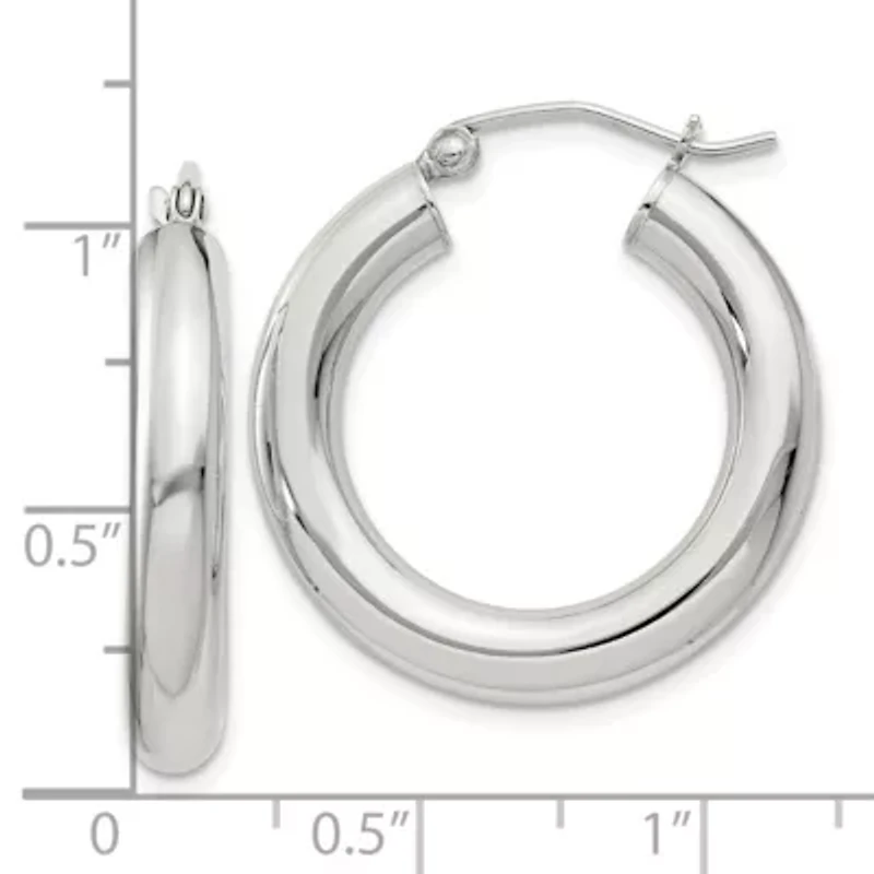 Sterling Silver 4mm Round Hoop Earrings