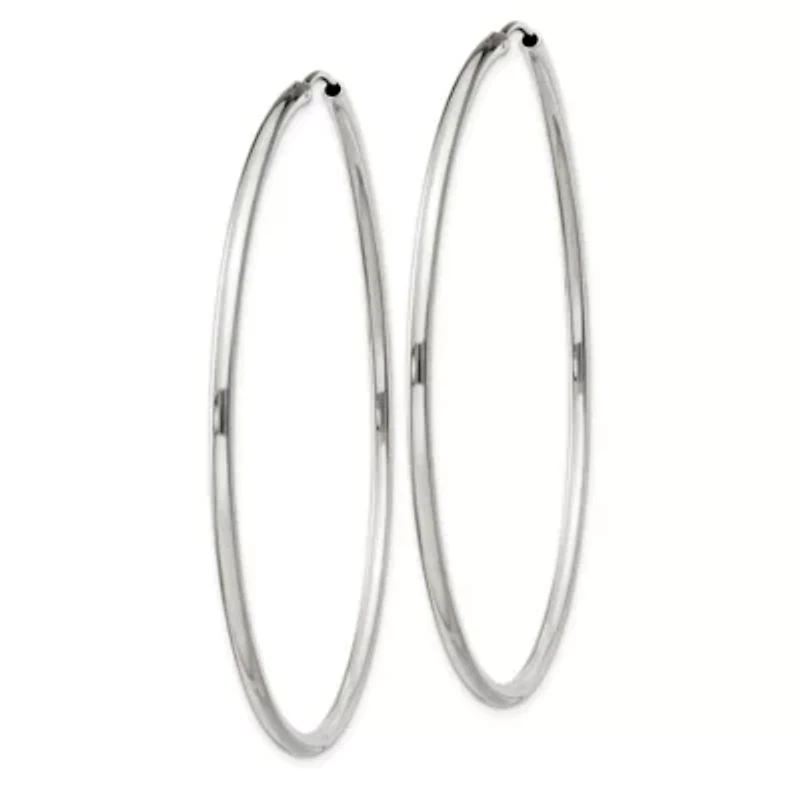 Sterling Silver 2x60mm Endless Hoop Earrings