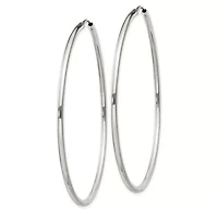 Sterling Silver 2x60mm Endless Hoop Earrings