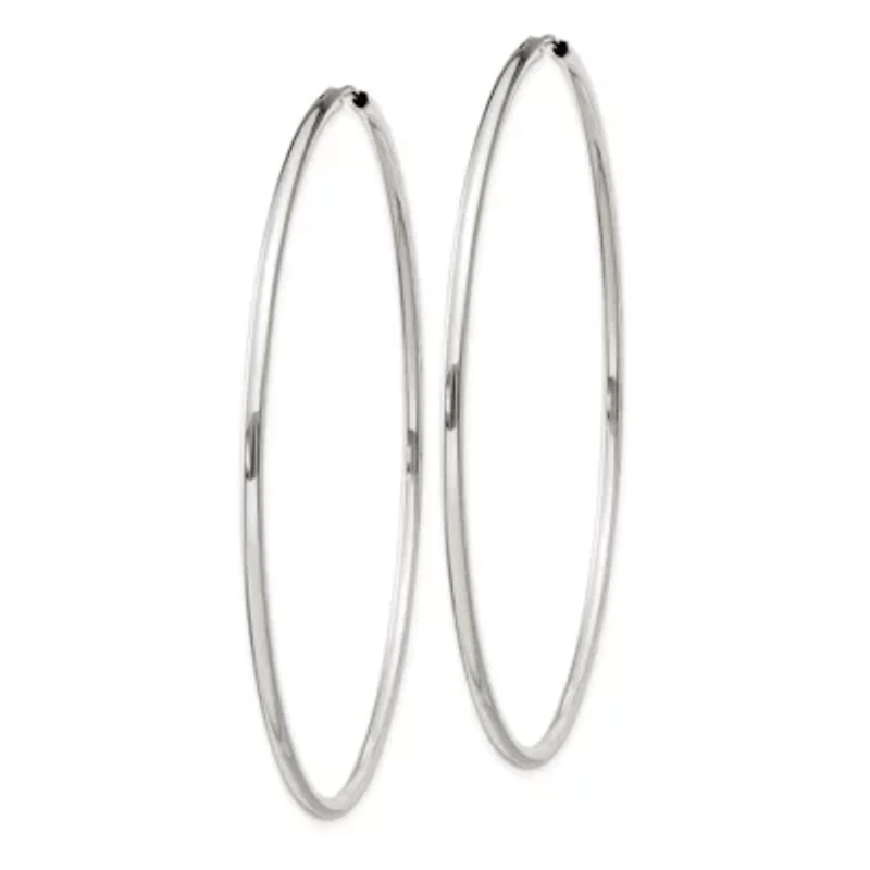 Sterling Silver 2x70mm Endless Hoop Earrings