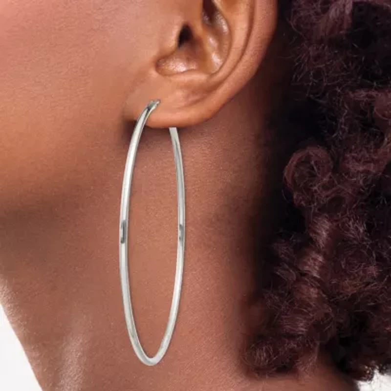 Sterling Silver 2x70mm Endless Hoop Earrings