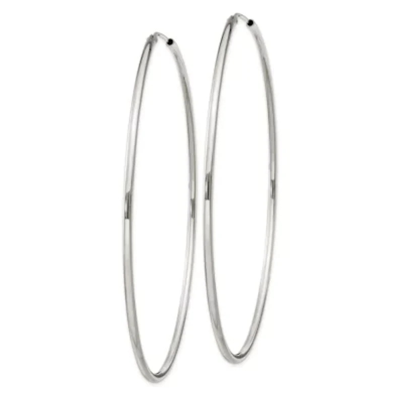Sterling Silver 2x80mm Endless Hoop Earrings
