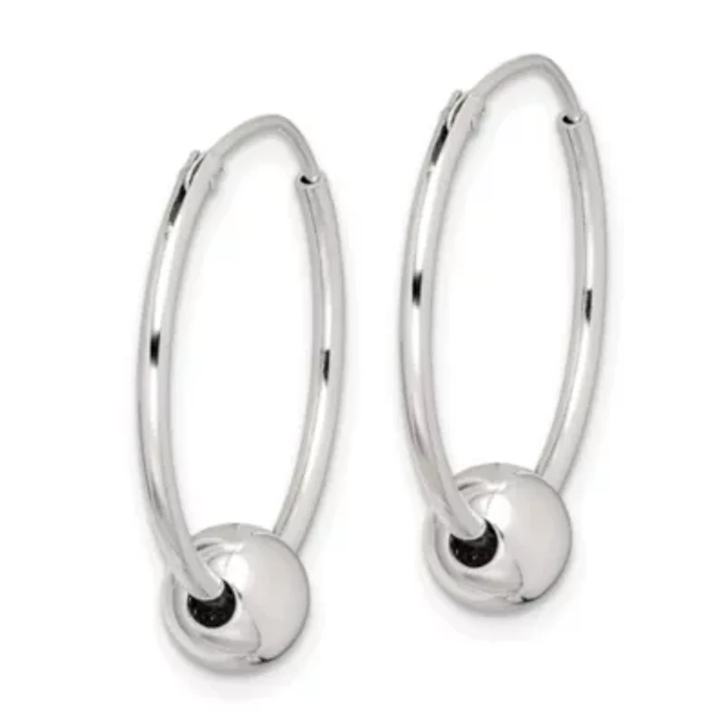 Sterling Silver Bead Endless Hoop Earrings