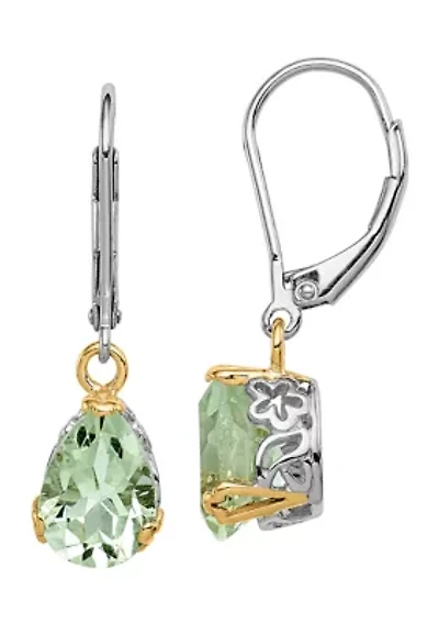 3.5 ct. t.w. Green Quartz Leverback Earrings in Sterling Silver and 14K Gold True Two-Tone