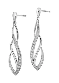 1/10 ct. t.w. Diamond Dangle Post Earrings in Rhodium Plated Sterling Silver