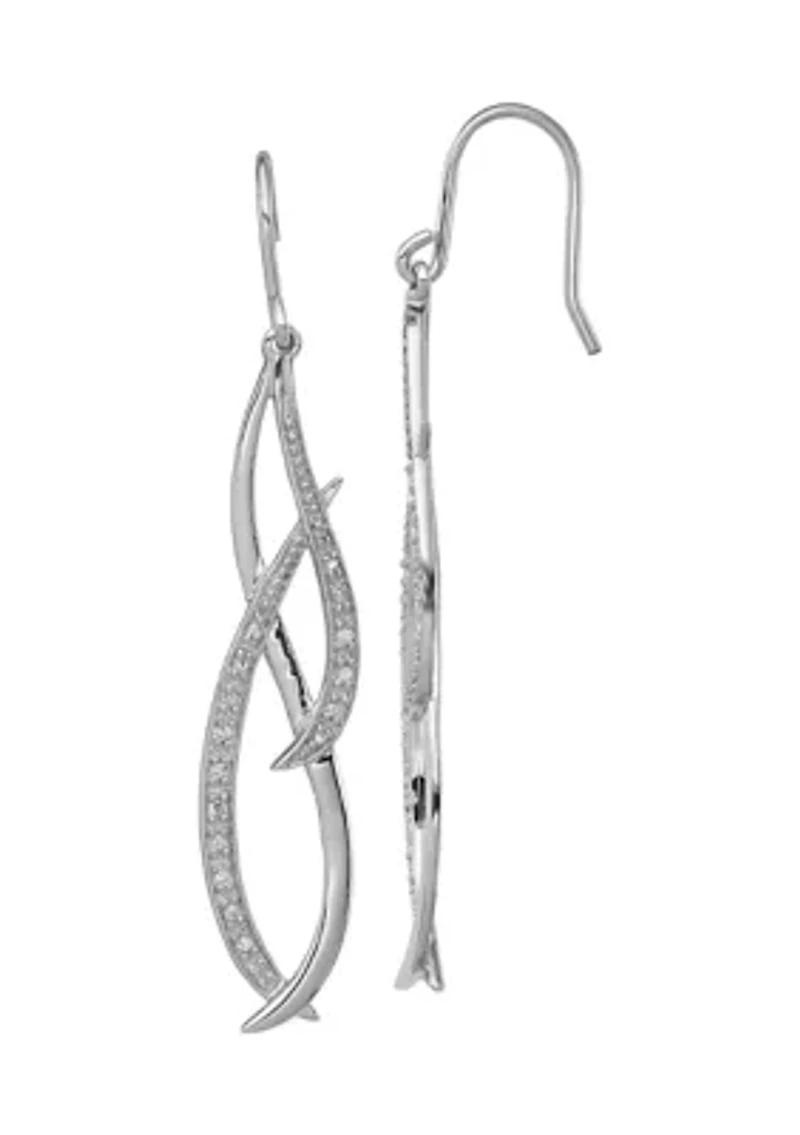 1/10 ct. t.w. Diamond Dangle Earrings in Rhodium Plated Sterling Silver