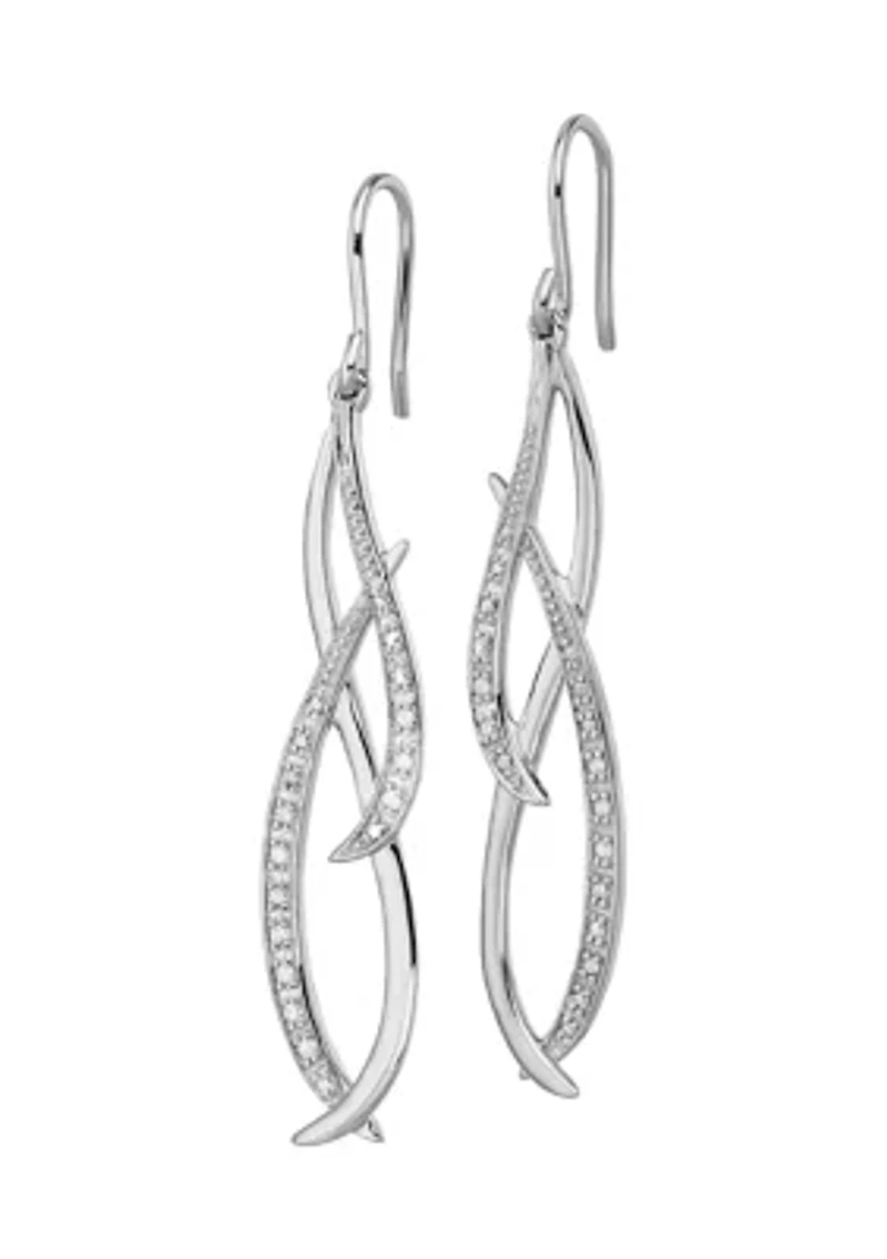 1/10 ct. t.w. Diamond Dangle Earrings in Rhodium Plated Sterling Silver