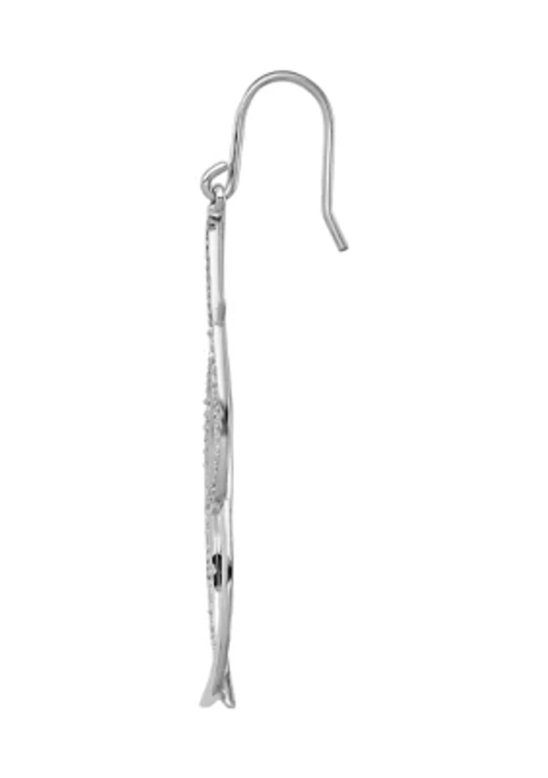 1/10 ct. t.w. Diamond Dangle Earrings in Rhodium Plated Sterling Silver