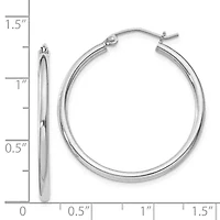 Sterling Silver Rhodium-plated 2mm Round Hoop Earrings