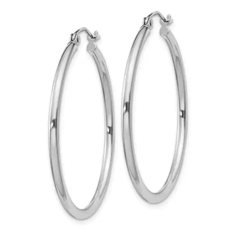 Sterling Silver Rhodium-plated 2mm Round Hoop Earrings