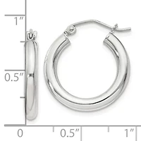 Sterling Silver 3mm Round Hoop Earrings