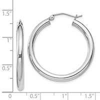 Sterling Silver Rhodium-plated 3mm Round Hoop Earrings