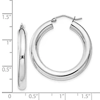 Sterling Silver 4mm Round Hoop Earrings