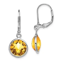6 ct. t.w. Citrine Drop Earrings in Rhodium-plated Sterling Silver