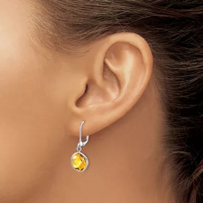 6 ct. t.w. Citrine Drop Earrings in Rhodium-plated Sterling Silver