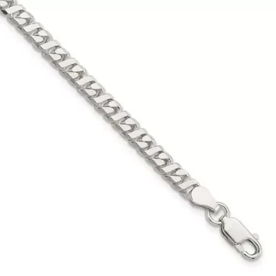 Sterling Silver 4.25mm Fancy Flat Link Bracelet